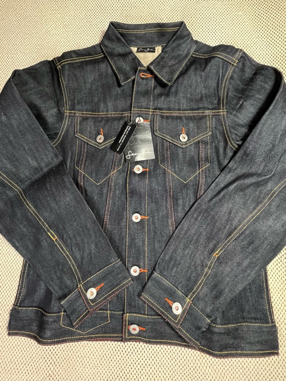 Sean John Men's Denim Jean Jacket Outlaw Collection MEDIUM Dark Blue Rare